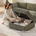 Divano componibile modulare da 355 cm con pouf contenitore, divano a nuvola a forma di U con seduta profonda 56 cm, moderno divano componibile in ciniglia per soggiorno