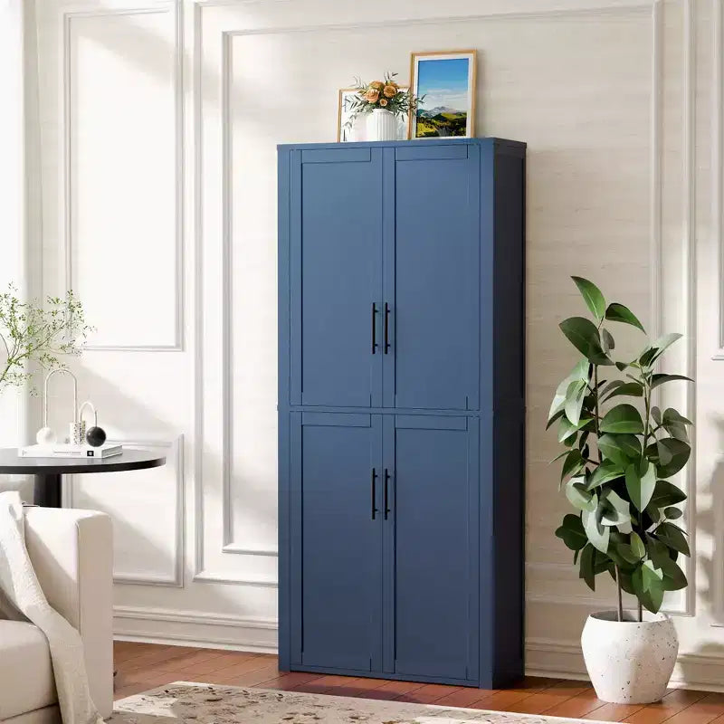 Dispensa da Cucina Autoportante Armadio Contenitore per Alimenti con 4 Ante e Ripiani Regolabili Organizzatore per Ripostiglio a Pavimento