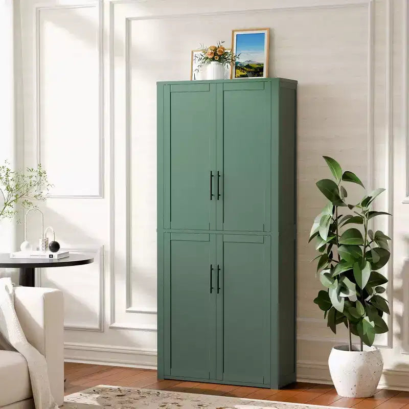 Dispensa da Cucina Autoportante Armadio Contenitore per Alimenti con 4 Ante e Ripiani Regolabili Organizzatore per Ripostiglio a Pavimento
