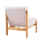 Poltrona d'accento con struttura in legno massello, seduta imbottita spessa e schienale ergonomico, poltrona moderna per soggiorno, camera da letto, angolo lettura