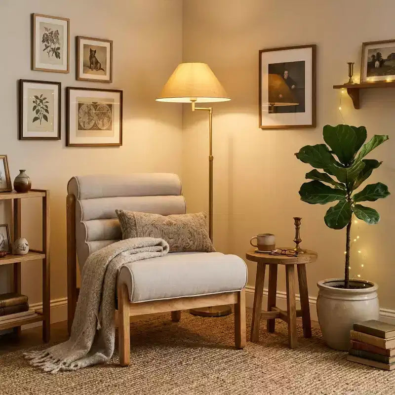 Poltrona d'accento con struttura in legno massello, seduta imbottita spessa e schienale ergonomico, poltrona moderna per soggiorno, camera da letto, angolo lettura