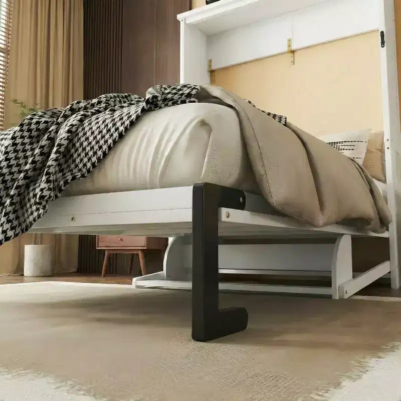 Letto a scomparsa verticale Queen Size in legno, Letto a muro salvaspazio, Mobile letto a muro