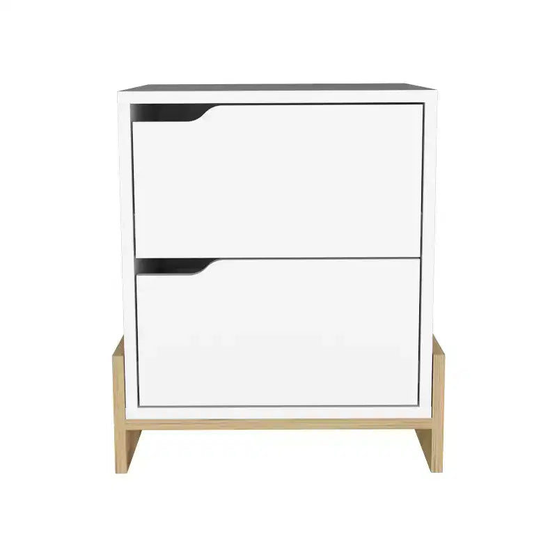 Comodino con 2 cassetti, stile contemporaneo con spazio intelligente, mobile salvaspazio