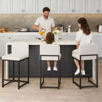 Sgabelli da Bar Altezza Bancone, Sedie da Interno in Ecopelle, Stile Mid-Century Moderno, Facili da Pulire