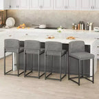Sgabelli da Bar Altezza Bancone, Sedie da Interno in Ecopelle, Stile Mid-Century Moderno, Facili da Pulire