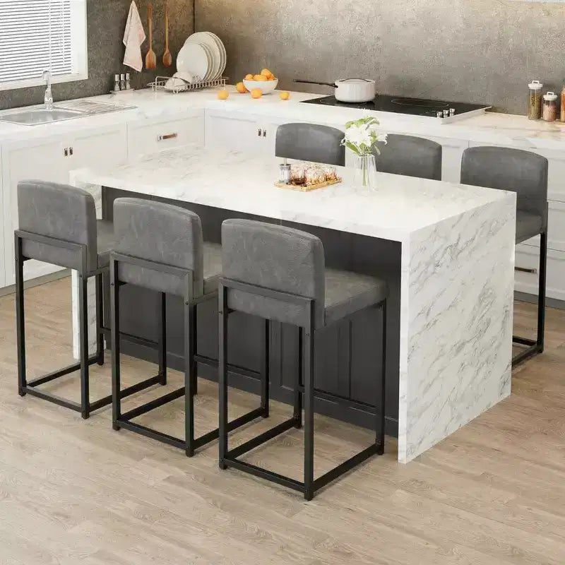 Sgabelli da Bar Altezza Bancone, Sedie da Interno in Ecopelle, Stile Mid-Century Moderno, Facili da Pulire