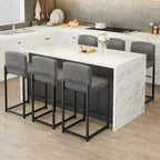 Sgabelli da Bar Altezza Bancone, Sedie da Interno in Ecopelle, Stile Mid-Century Moderno, Facili da Pulire