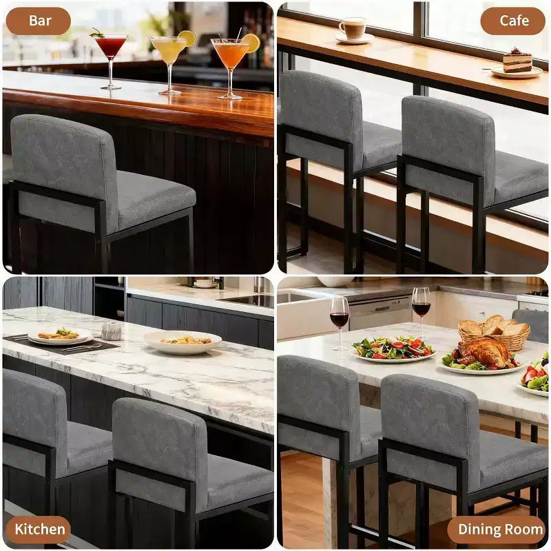 Sgabelli da Bar Altezza Bancone, Sedie da Interno in Ecopelle, Stile Mid-Century Moderno, Facili da Pulire