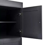 Dispensa da Cucina Autoportante da 77H, Mobile Contenitore Stile Rustico con Ripiani Regolabili, Ripiani sull'Anta, Cassetti e Portabottiglie