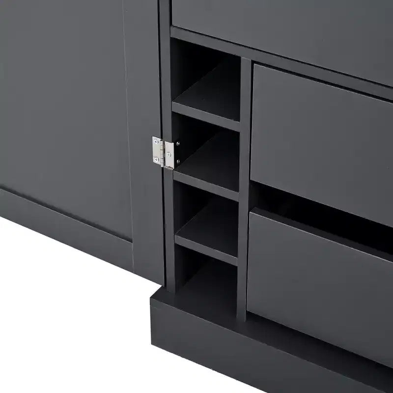 Dispensa da Cucina Autoportante da 77H, Mobile Contenitore Stile Rustico con Ripiani Regolabili, Ripiani sull'Anta, Cassetti e Portabottiglie