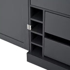 Dispensa da Cucina Autoportante da 77H, Mobile Contenitore Stile Rustico con Ripiani Regolabili, Ripiani sull'Anta, Cassetti e Portabottiglie
