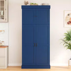 Dispensa da Cucina Autoportante da 77H, Mobile Contenitore Stile Rustico con Ripiani Regolabili, Ripiani sull'Anta, Cassetti e Portabottiglie