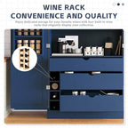 Dispensa da Cucina Autoportante da 77H, Mobile Contenitore Stile Rustico con Ripiani Regolabili, Ripiani sull'Anta, Cassetti e Portabottiglie