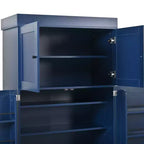 Dispensa da Cucina Autoportante da 77H, Mobile Contenitore Stile Rustico con Ripiani Regolabili, Ripiani sull'Anta, Cassetti e Portabottiglie