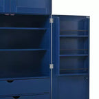 Dispensa da Cucina Autoportante da 77H, Mobile Contenitore Stile Rustico con Ripiani Regolabili, Ripiani sull'Anta, Cassetti e Portabottiglie