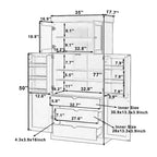 Dispensa da Cucina Autoportante da 77H, Mobile Contenitore Stile Rustico con Ripiani Regolabili, Ripiani sull'Anta, Cassetti e Portabottiglie