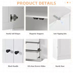 Dispensa da Cucina Autoportante da 77H, Mobile Contenitore Stile Rustico con Ripiani Regolabili, Ripiani sull'Anta, Cassetti e Portabottiglie