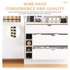 Dispensa da Cucina Autoportante da 77H, Mobile Contenitore Stile Rustico con Ripiani Regolabili, Ripiani sull'Anta, Cassetti e Portabottiglie