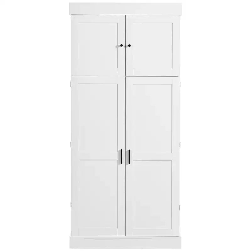 Dispensa da Cucina Autoportante da 77H, Mobile Contenitore Stile Rustico con Ripiani Regolabili, Ripiani sull'Anta, Cassetti e Portabottiglie