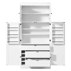 Dispensa da Cucina Autoportante da 77H, Mobile Contenitore Stile Rustico con Ripiani Regolabili, Ripiani sull'Anta, Cassetti e Portabottiglie