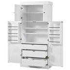 Dispensa da Cucina Autoportante da 77H, Mobile Contenitore Stile Rustico con Ripiani Regolabili, Ripiani sull'Anta, Cassetti e Portabottiglie
