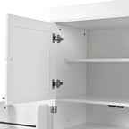 Dispensa da Cucina Autoportante da 77H, Mobile Contenitore Stile Rustico con Ripiani Regolabili, Ripiani sull'Anta, Cassetti e Portabottiglie