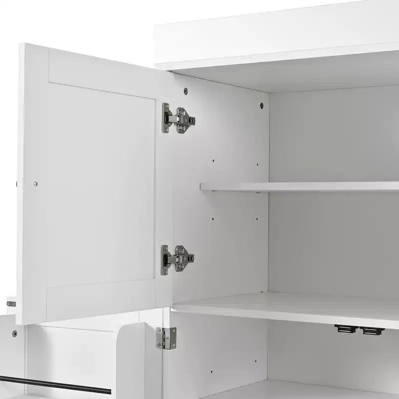 Dispensa da Cucina Autoportante da 77H, Mobile Contenitore Stile Rustico con Ripiani Regolabili, Ripiani sull'Anta, Cassetti e Portabottiglie