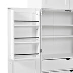 Dispensa da Cucina Autoportante da 77H, Mobile Contenitore Stile Rustico con Ripiani Regolabili, Ripiani sull'Anta, Cassetti e Portabottiglie