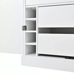 Dispensa da Cucina Autoportante da 77H, Mobile Contenitore Stile Rustico con Ripiani Regolabili, Ripiani sull'Anta, Cassetti e Portabottiglie