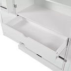 Dispensa da Cucina Autoportante da 77H, Mobile Contenitore Stile Rustico con Ripiani Regolabili, Ripiani sull'Anta, Cassetti e Portabottiglie