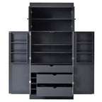 Dispensa da Cucina Autoportante da 77H, Mobile Contenitore Stile Rustico con Ripiani Regolabili, Ripiani sull'Anta, Cassetti e Portabottiglie