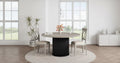 for Dining Room and Kitchen 47 Round Dining Table for 4-6  Industrial Kitchen Table with Sturdy Waveform Metal Pedestal Base