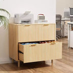 Karl Home2 Drawer Fluted Wooden File Cabinet Wide Drawer Design
