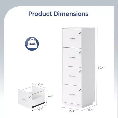 15 Inch Embossed 4 Drawer Wooden Filing Cabinet