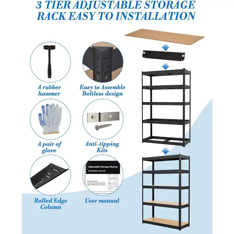 Scaffalature Resistenti, Capacità di Carico 900 kg, Scaffali multiuso per Garage, Magazzino, Dispensa