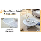 Tavolino da caffè rotondo in MDF bianco da 80 cm, Tavolino moderno minimalista nordico antigraffio per soggiorno, ufficio, camera da letto