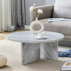Tavolino da caffè rotondo in MDF bianco da 80 cm, Tavolino moderno minimalista nordico antigraffio per soggiorno, ufficio, camera da letto