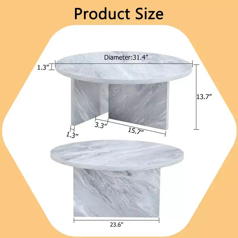 Tavolino da caffè rotondo in MDF bianco da 80 cm, Tavolino moderno minimalista nordico antigraffio per soggiorno, ufficio, camera da letto