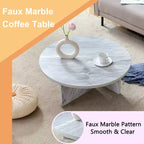Tavolino da caffè rotondo in MDF bianco da 80 cm, Tavolino moderno minimalista nordico antigraffio per soggiorno, ufficio, camera da letto