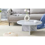 Tavolino da caffè rotondo in MDF bianco da 80 cm, Tavolino moderno minimalista nordico antigraffio per soggiorno, ufficio, camera da letto