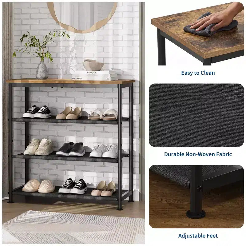 Scarpiera Sottile Regolabile con Ripiani in Tessuto Non Tessuto, Scaffale Porta Scarpe Robusto per Ingresso, Armadio e Camera da Letto