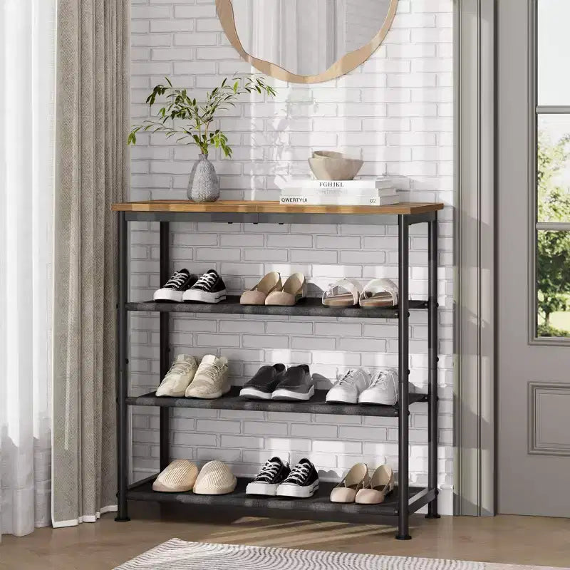 Scarpiera Sottile Regolabile con Ripiani in Tessuto Non Tessuto, Scaffale Porta Scarpe Robusto per Ingresso, Armadio e Camera da Letto