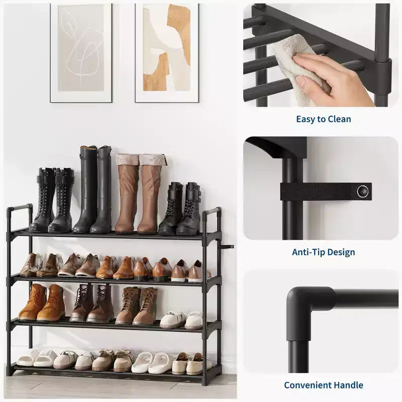 Scarpiera Sottile Regolabile con Ripiani in Tessuto Non Tessuto, Scaffale Porta Scarpe Robusto per Ingresso, Armadio e Camera da Letto