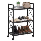 Slim Adjustable Shoe Rack Organizer with Non-Woven Fabric Shelves, Sturdy Frame Shoe Storage for Entryway, Closet and Bedroom