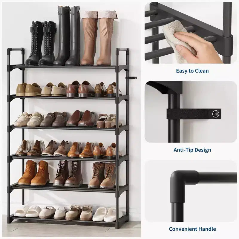 Scarpiera Sottile Regolabile con Ripiani in Tessuto Non Tessuto, Scaffale Porta Scarpe Robusto per Ingresso, Armadio e Camera da Letto