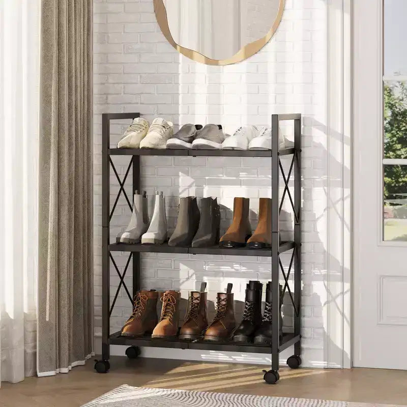 Scarpiera Sottile Regolabile con Ripiani in Tessuto Non Tessuto, Scaffale Porta Scarpe Robusto per Ingresso, Armadio e Camera da Letto
