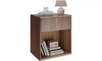 DEXYLLO Night Stand, Wood Nightstand with Storage Drawer and Open Shelf, Fluted Bedroom Nighstand, Mid Century Bed Side Table