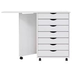 Mobiletto con ruote Bianco Legno massello di pino, Legno multistrato, Plastica