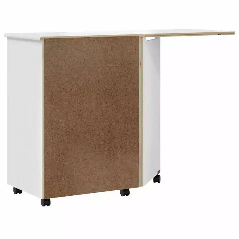 Mobiletto con ruote Bianco Legno massello di pino, Legno multistrato, Plastica