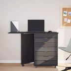 Mobiletto con ruote Bianco Legno massello di pino, Legno multistrato, Plastica